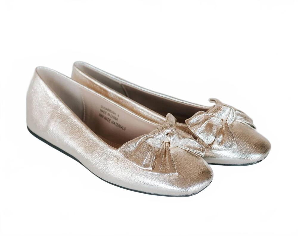 NEW HEY GIRL BY CORKYS women's crinkle metallic flat in gold